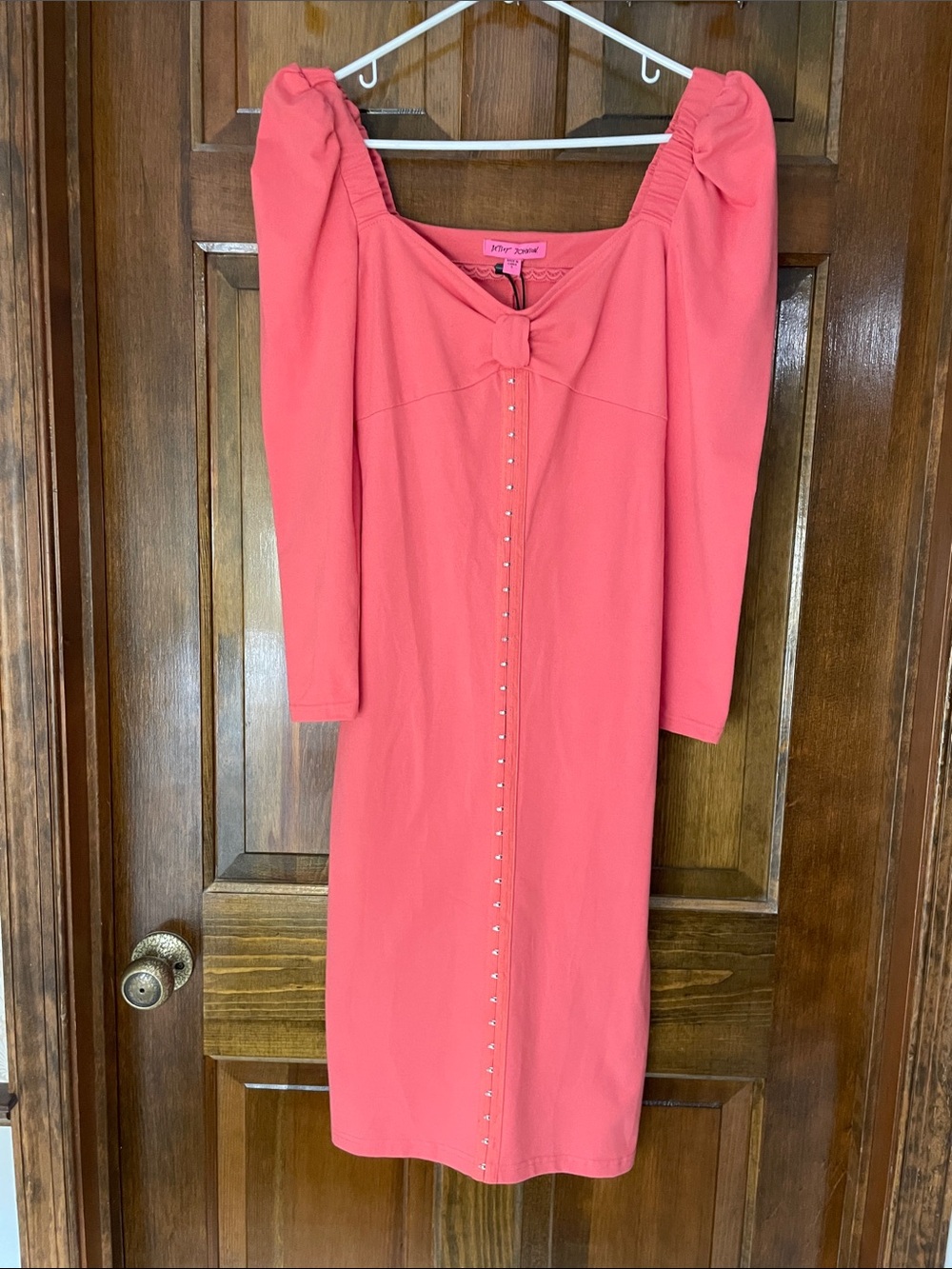 Betsey Johnson coral midi dress, size S, NWT